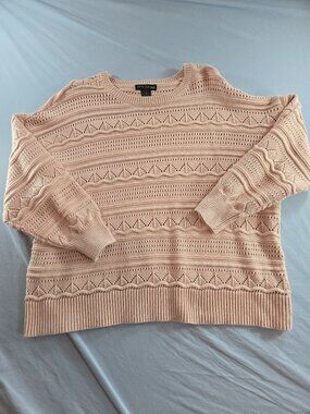 Design 365 Soft Pink Pointelle Pullover Sweater Long Sleeves Women's Size 2X